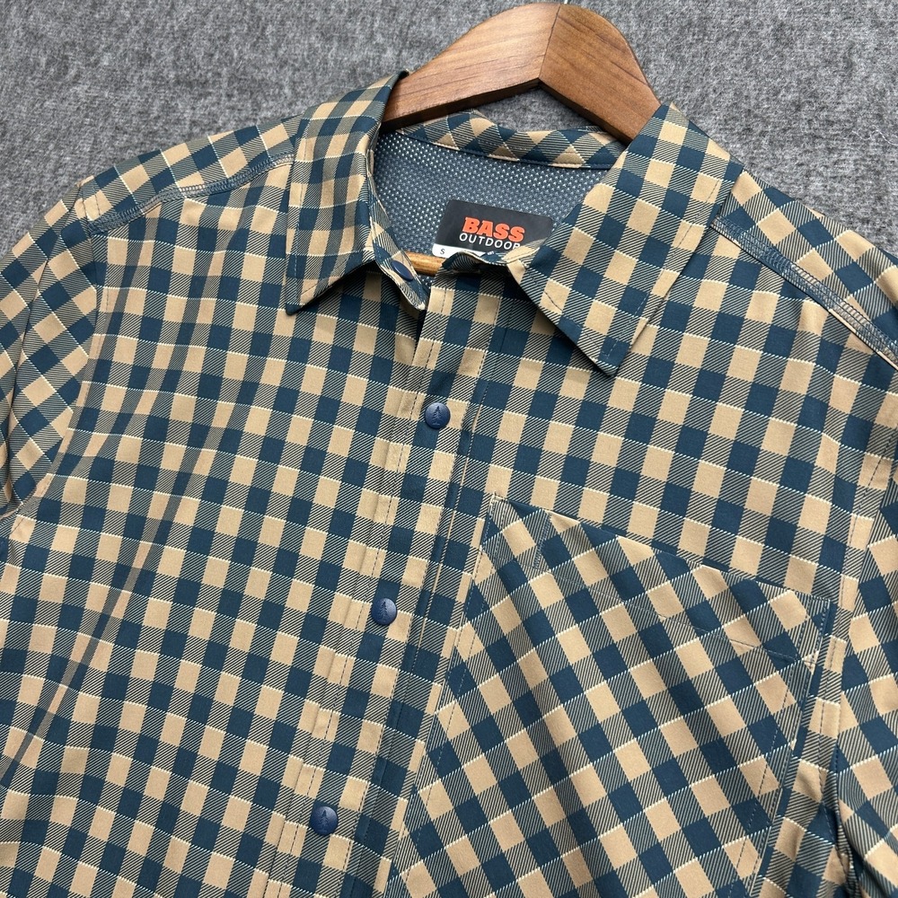 Bass Outdoor Mens Summer Plaid Button Up Shirt Small Short‎ Sleeve Buffalo